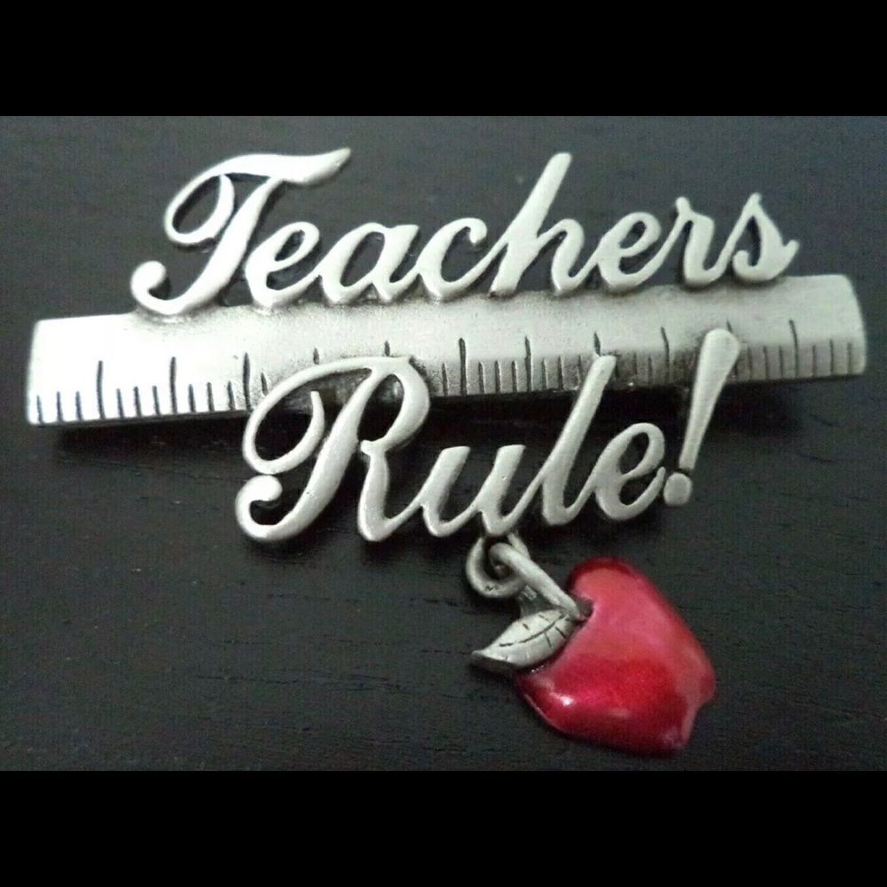 TEACHERS Rule vintage signed JJ pin